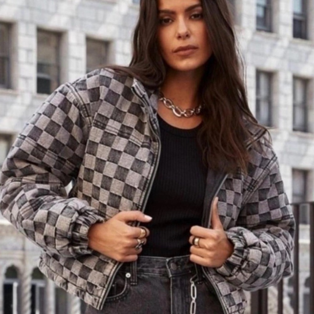 12th Tribe Monochrome Checkered Bomber Jacket